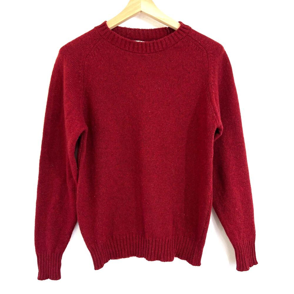 Vtg. Union Made Classic Directions Women's Wool Blend Cable knit Sweater Red USA